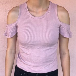 American Eagle Outfitters Ribbed Cold Shoulder Top